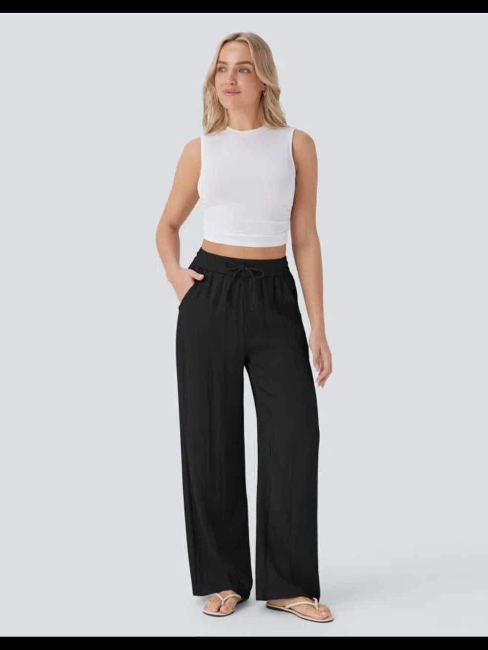 Size XL Tall HALARA Black Wide Leg Drawstring Pants